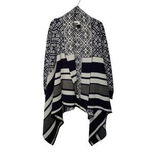 Cupcakes and Cashmere Sz XS Navy Blue Grey Waterfall Sweater Nordic Wool Blend